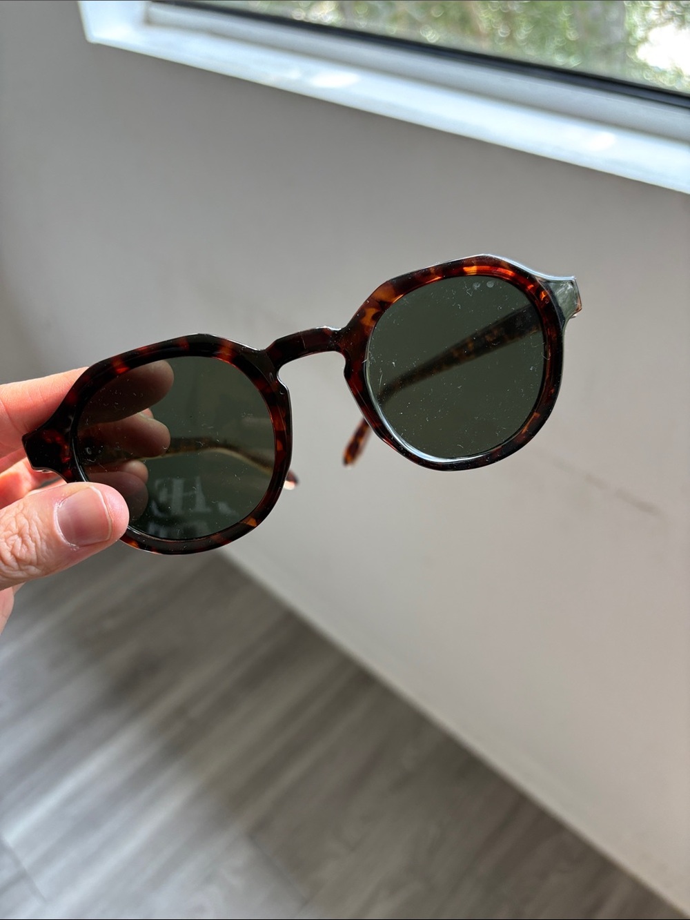 Quay Australia Tortoiseshell Round Sunglasses with Dark Green Lenses